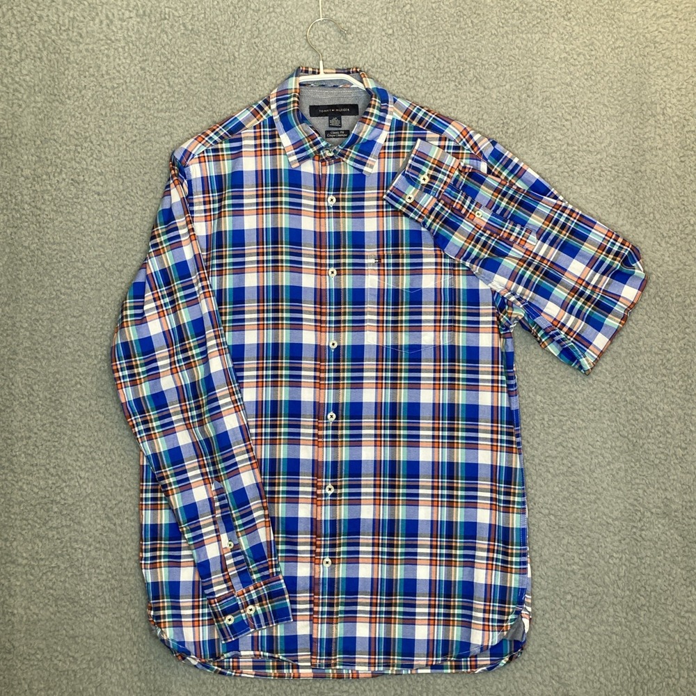Tommy Hilfiger Shirt Men's S Classic Fit Button Up‎ Long Sleeve Plaid Preppy - Picture 3 of 13